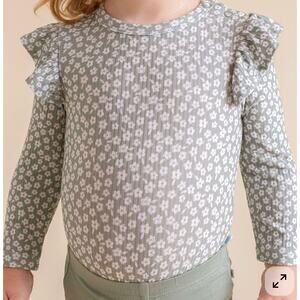 Posh Peanut Ophelia Ruffled Bodysuit - 3-6 months / Green